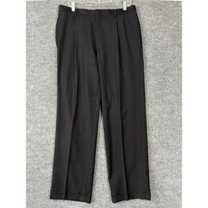 Versace Dress Pants Mens 34x31 Black Wool Pleated Cuffed Designer Preppy Italy